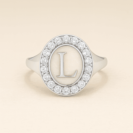 'Liva' | Zilveren moedermelk ring met letter